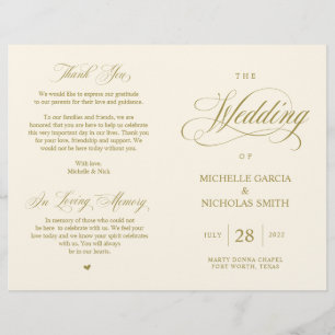 Elegant Classy Gold, Foldable Wedding Program