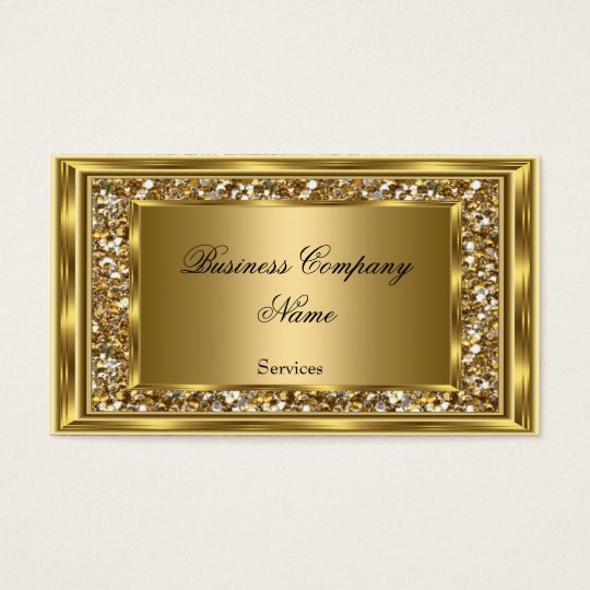 Elegant Classy Gold Frame Faux Glitter Business Card
