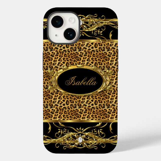 Elegant Classy Gold Leopard Black Case-Mate iPhone Case (Back)