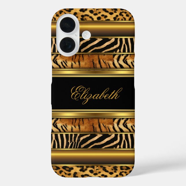 Elegant Classy Gold Mixed Animal Print Case-Mate iPhone Case (Back)