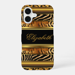 Elegant Classy Gold Mixed Animal Print iPhone 16 Case