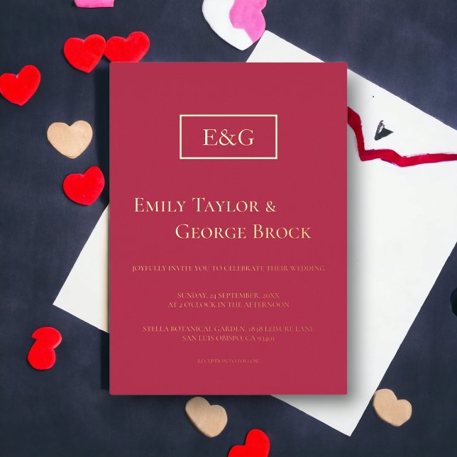 Elegant Classy Gold Script Magenta Modern Wedding (Creator Uploaded)