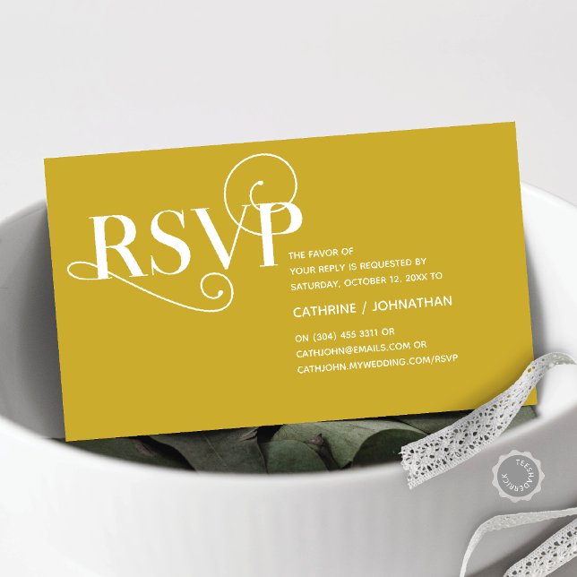 Elegant Classy, Gold Script, RSVP respond Enclosure Card (Elegant Classy, Invitation RSVP respond Enclosure Card, in Classy Gold themed)