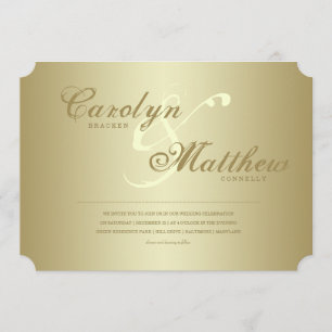 Elegant Classy Gold Ticket Wedding Invitation