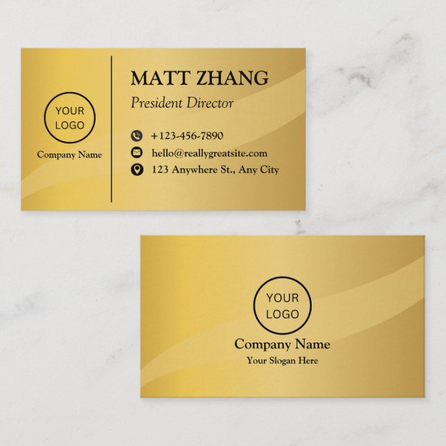 Elegant Classy Golden Professional Modern Golden Business Card (Front/Back)