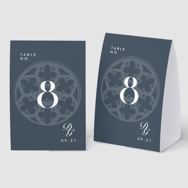 Elegant Classy Gothic Cathedral Green Table Number (Front/Back)