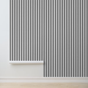 Elegant Classy Grey White French Ticking Stripes Wallpaper