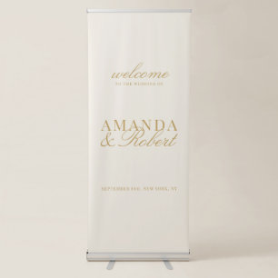Elegant Classy Ivory and Gold Wedding Welcome Retractable Banner