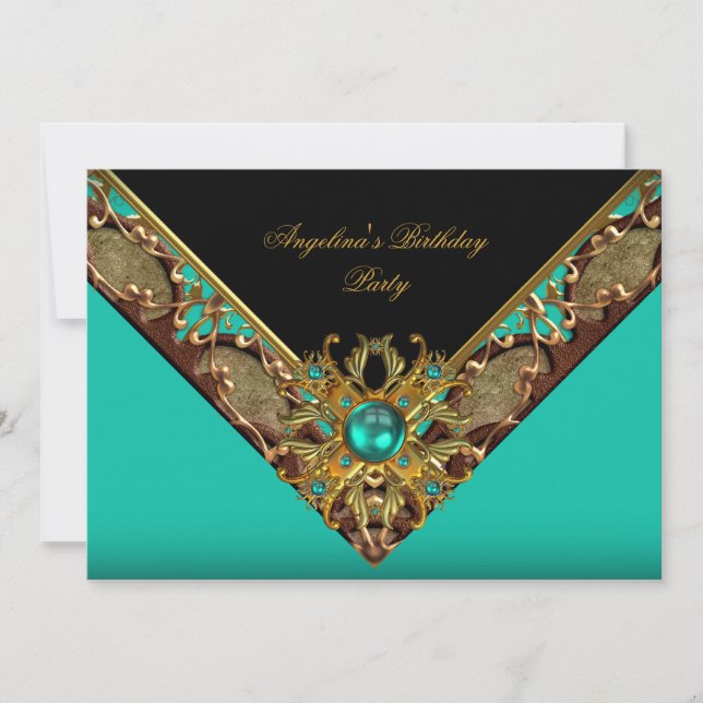 Elegant Classy Jade Black Gold Birthday Party Invitation (Front)