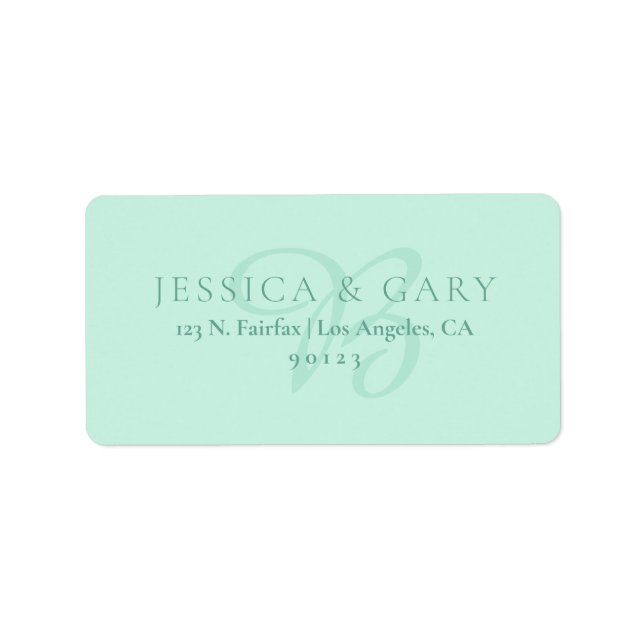 Elegant Classy Light Teal & Jade Return Address Label (Front)