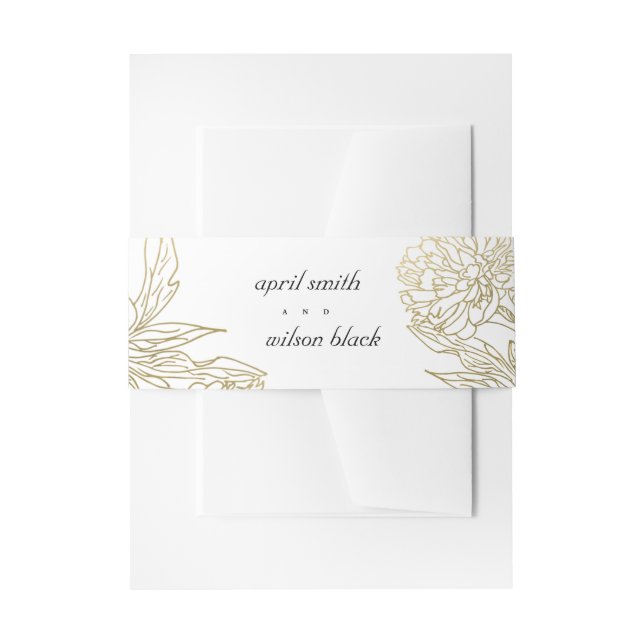 ELEGANT CLASSY LUXE GOLD FOIL FLORAL WEDDING INVITATION BELLY BAND (Front Example)