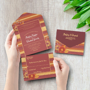 Elegant Classy Luxury Modern Summer Floral Wedding All In One Invitation