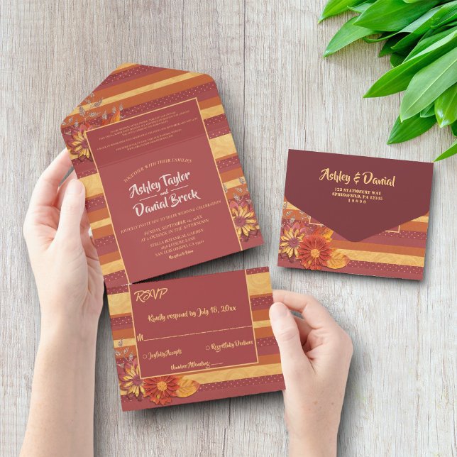 Elegant Classy Luxury Modern Summer Floral Wedding All In One Invitation (Creator Uploaded)