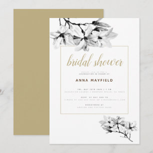 Elegant Classy Magnolias Chic Floral Bridal Shower Invitation