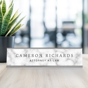 Elegant classy marble name and title template desk name plate