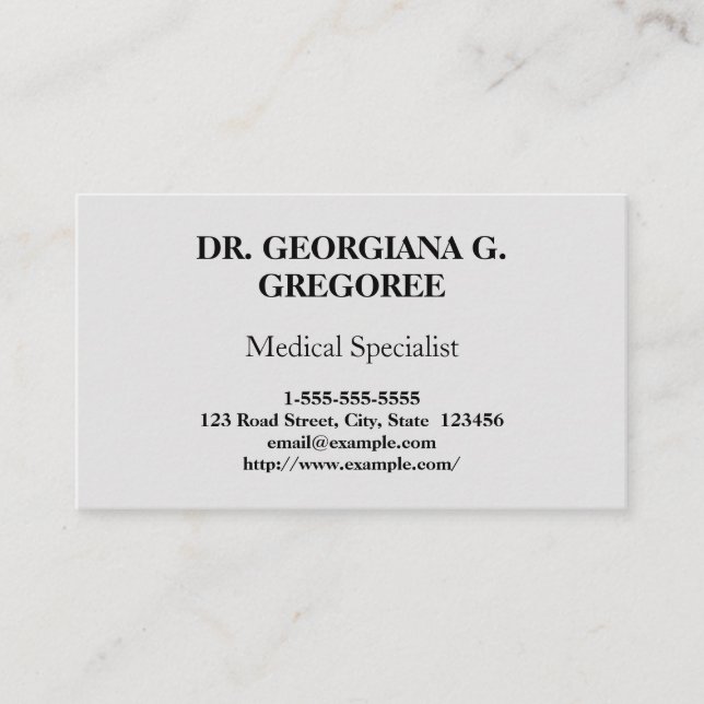 Elegant & Classy Medical Specialist Business Card (Front)