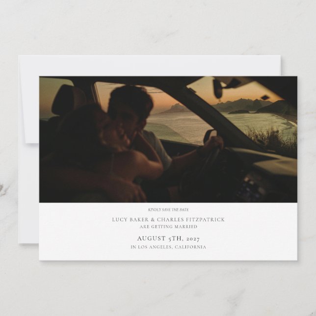 Elegant Classy Minimalist Photo Wedding Save The Date (Front)