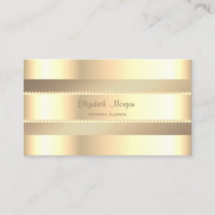 Elegant Classy Modern,Faux Gold Stripes,Pearls Business Card