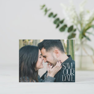 Elegant Classy Modern Photo Overlay Save the Date Postcard
