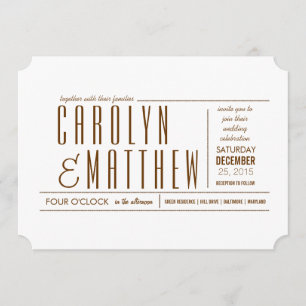 Elegant Classy Modern Wedding Ticket Invitation