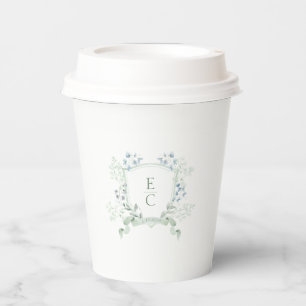 Elegant Classy Monogram Crest Wedding Paper Cups