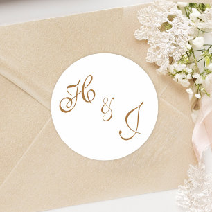 Elegant Classy Monogram Formal Wedding Classic Round Sticker