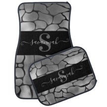 Elegant Classy Monogram Name Grey Black Giraffe