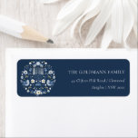 Elegant Classy Navy Blue Hanukkah Floral Address<br><div class="desc">If you need any further customisation please feel free to message me on yellowfebstudio@gmail.com.</div>