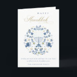 Elegant Classy Navy Blue Happy Hanukkah Floral Holiday Card<br><div class="desc">If you need any further customisation please feel free to message me on yellowfebstudio@gmail.com.</div>