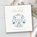 Elegant Classy Navy Blue Happy Hanukkah Floral Nap Napkin<br><div class="desc">If you need any further customisation please feel free to message me on yellowfebstudio@gmail.com.</div>