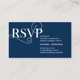 Elegant Classy, Navy Blue Script, RSVP respond Enclosure Card