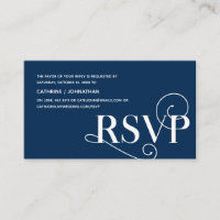 Elegant Classy, Navy Blue Script, RSVP respond