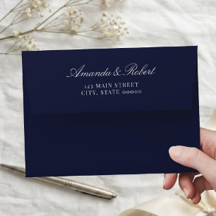 Elegant Classy Navy Blue Wedding Return Address Envelope