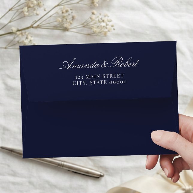 Elegant Classy Navy Blue Wedding Return Address Envelope (Creator Uploaded)