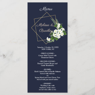 Elegant Classy Navy Geometric Wedding Menu