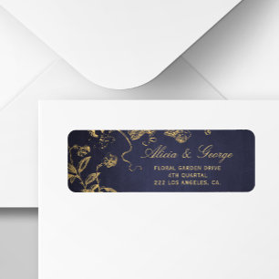 Elegant classy navy gold vintage rsvp wedding