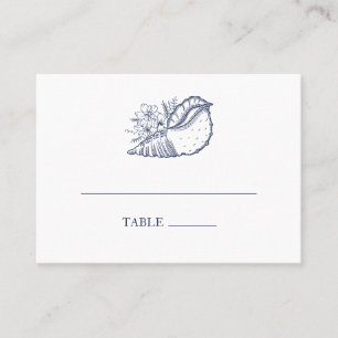Elegant Classy Navy Seashell Beach Wedding Escort Place Card