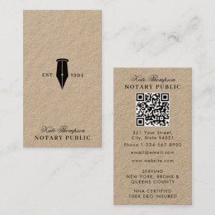 Elegant Classy Notary Signing Agent QR Code Kraft Business Card