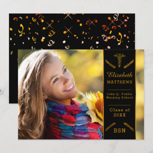 Elegant Classy Nursing   Medical School Graduation Invitation