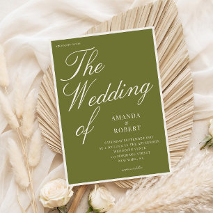 Elegant Classy Olive Green Old Money Wedding Invitation
