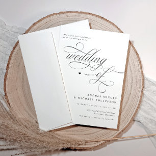 Elegant Classy Ornate Black and White Wedding Invitation