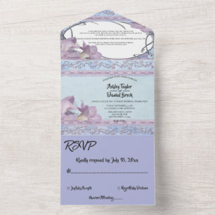 Elegant Classy Ornate Glam Classic Formal Wedding All In One Invitation