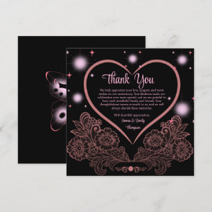 Elegant Classy Pink & Black Wedding Anniversary Thank You Card