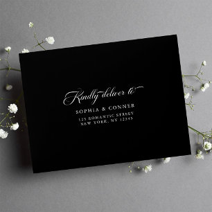 Elegant Classy Pre-Printed Address RSVP Black Envelope