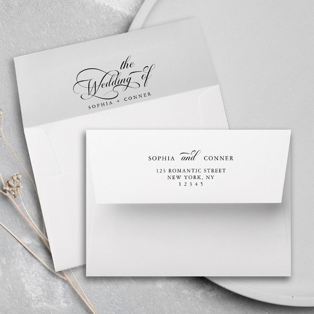Elegant Classy Pre-Printed Return Address 5x7 Envelope (Back & Inside)