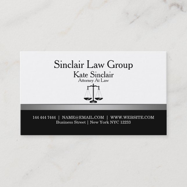Elegant Classy Professional Attorney Business Card (Front)