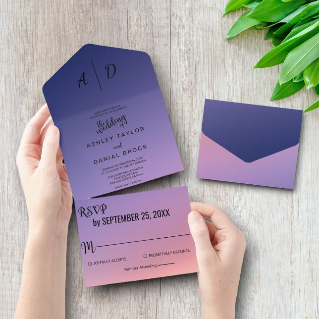 Elegant classy purple All in One Wedding Invite (Creator Uploaded)