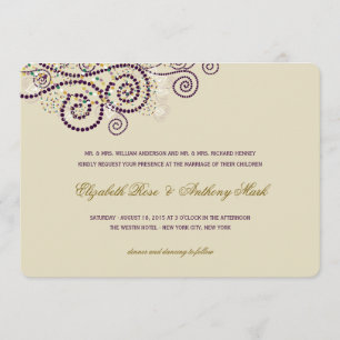 Elegant Classy Purple Boho Spirals Wedding Invite
