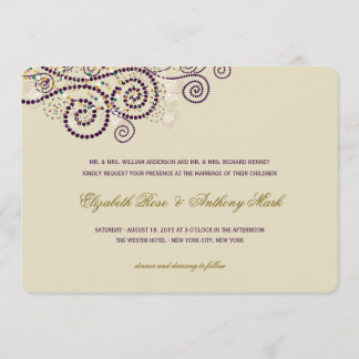Elegant Classy Purple Boho Spirals Wedding Invite