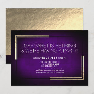 Elegant Classy Purple/Gold Retirement Party Invitation